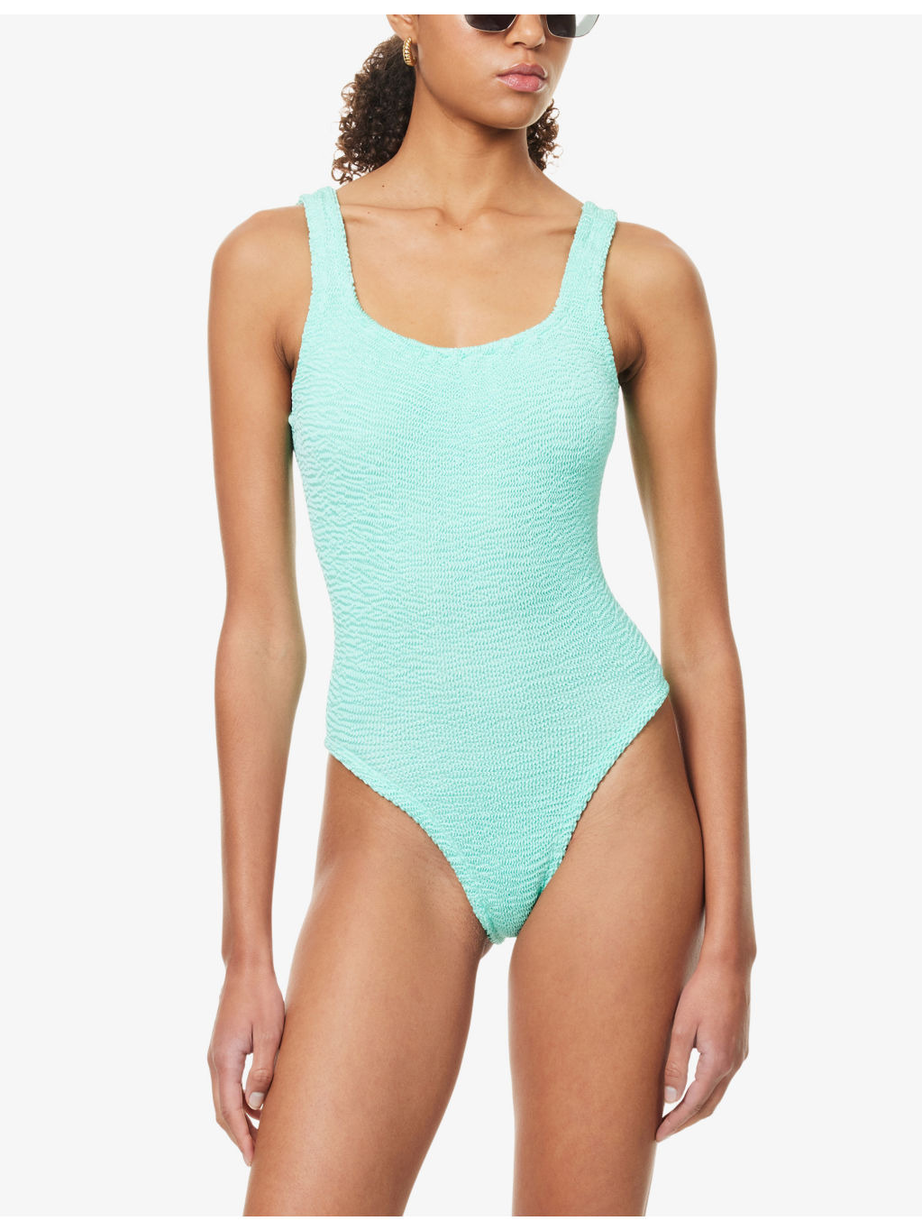Square-Neck Seersucker Swimsuit - 2