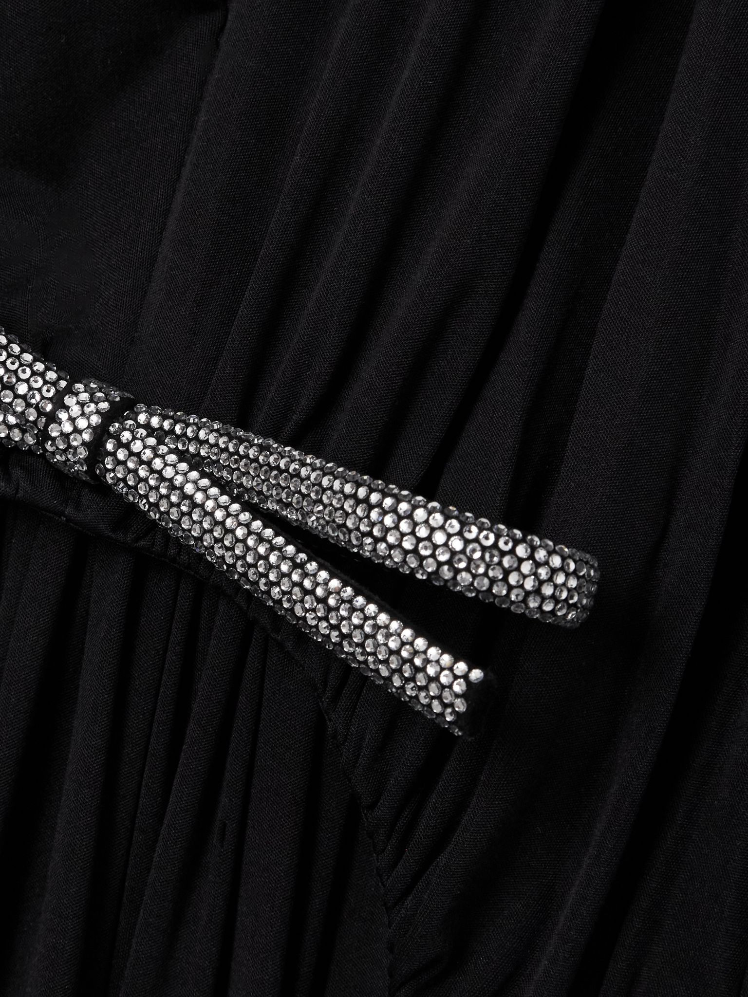 Embellished draped cotton-jersey gown Black - 4