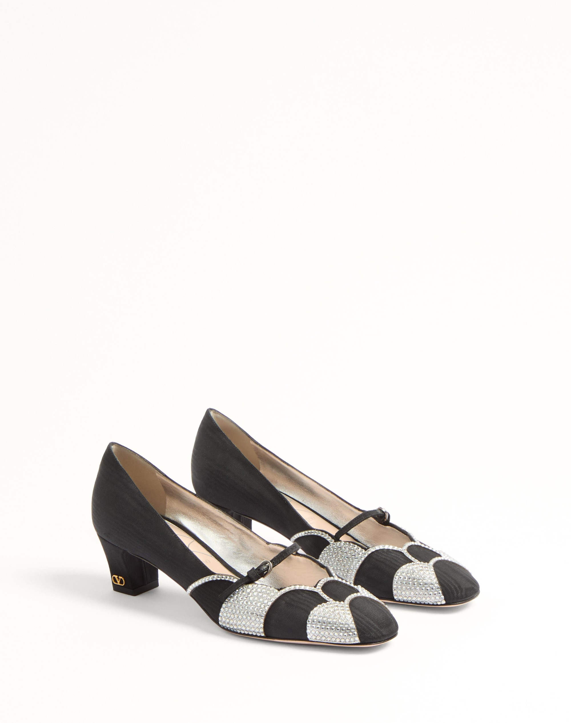 BOWOW PUMPS IN MOIRÈ FABRIC WITH CRYSTALS 45MM - 3