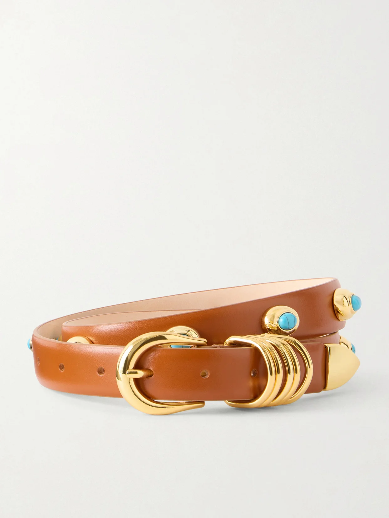 Hollyhock Stone Turquoise-embellished Leather Belt - 1