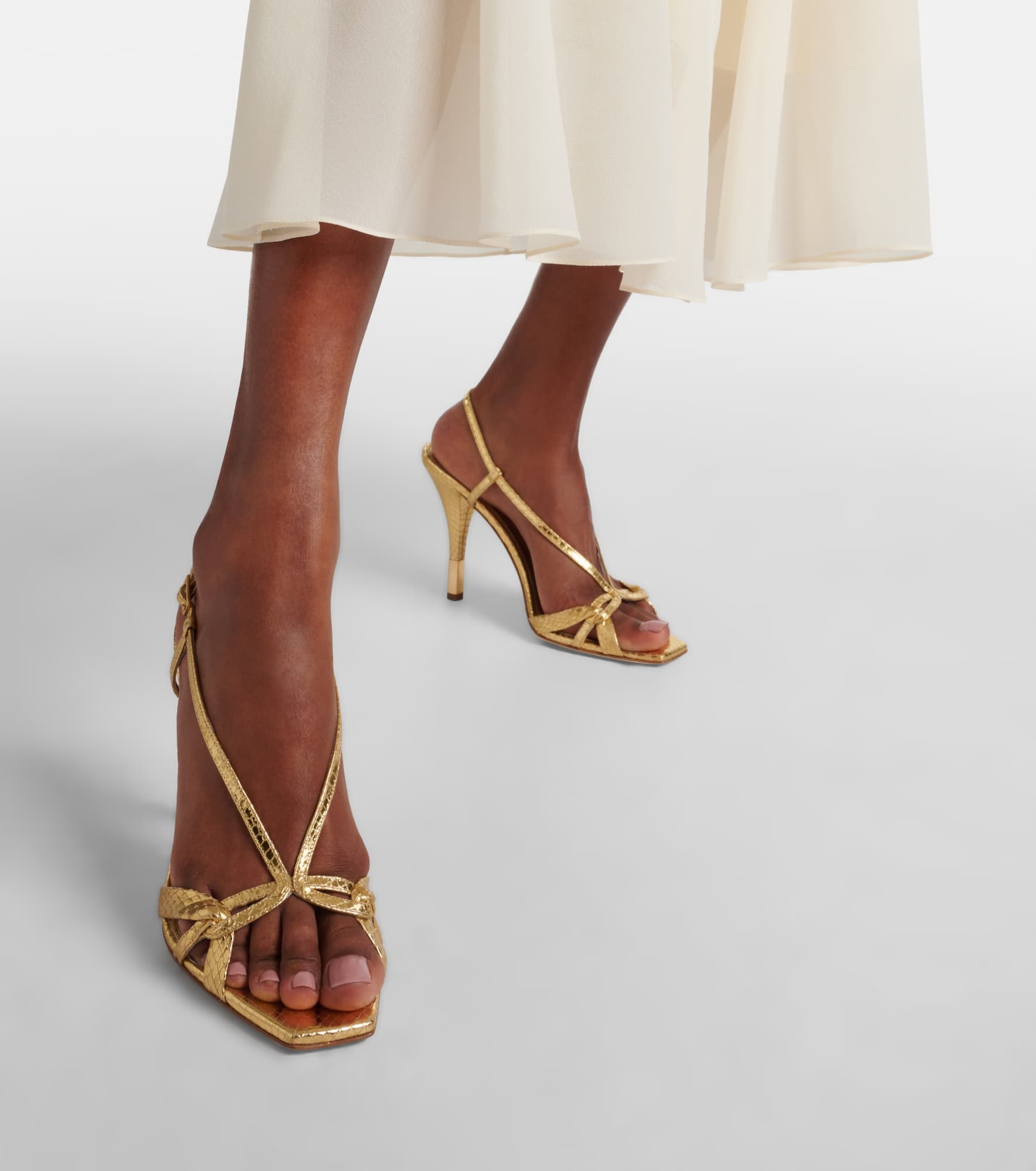 Nour snake-effect metallic leather sandals - 7