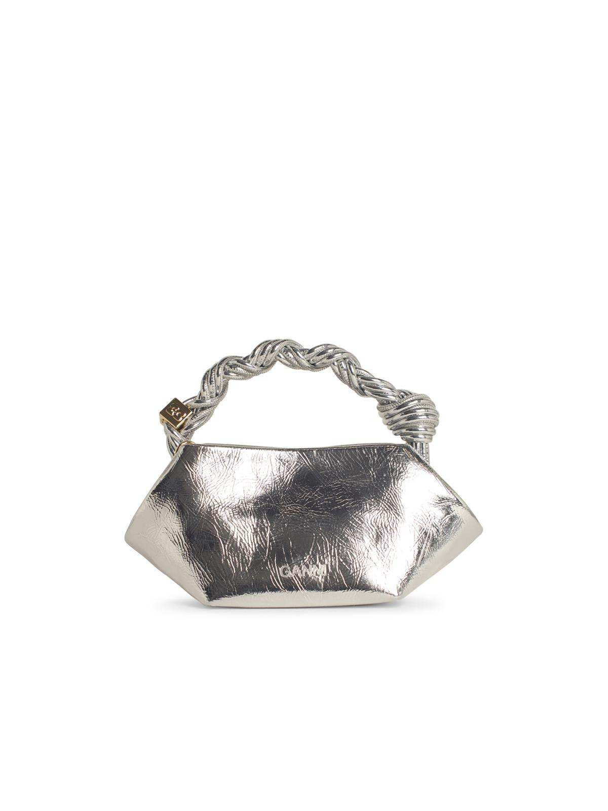 Ganni 'Bou' Mini Bag In Silver Leather Blend Women - 3