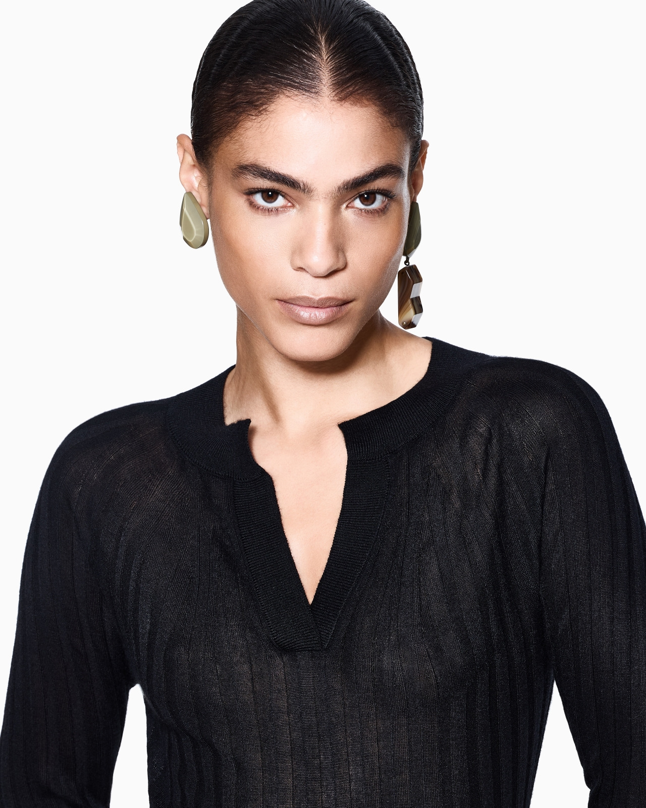 CREW-NECK RIB-KNIT JUMPER IN CASHMERE AND SILK - 5