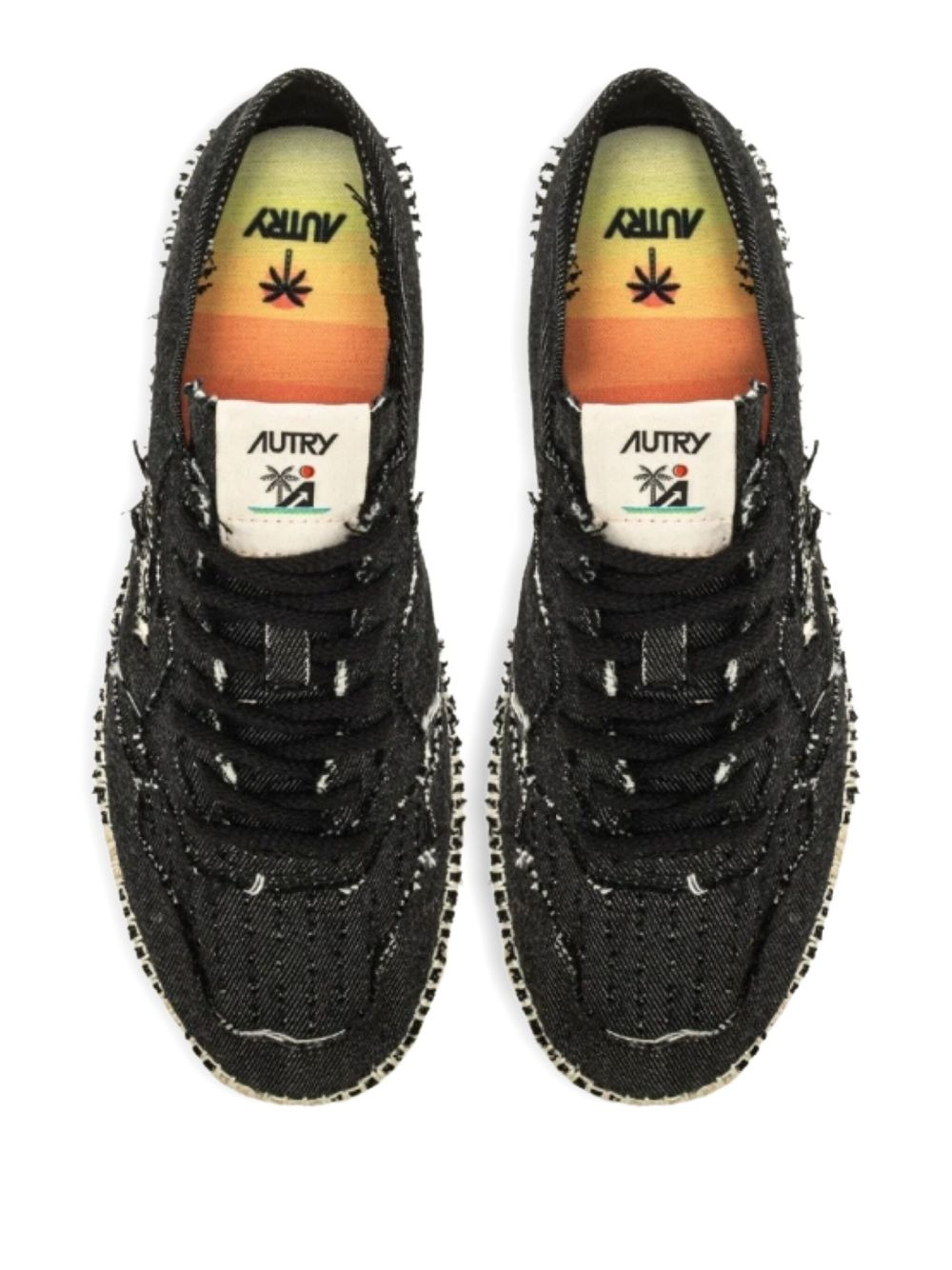 denim low-top sneakers - 3