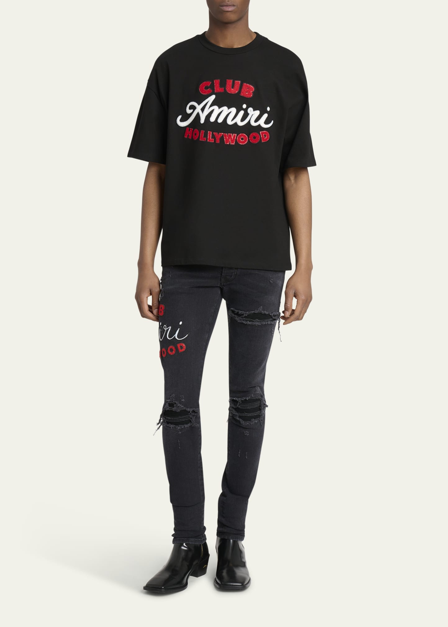 Men's D-Club Applique Distressed Skinny Jeans - 2