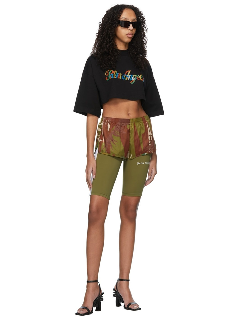 Palm Angels Green Polyester Sports Shorts outlook
