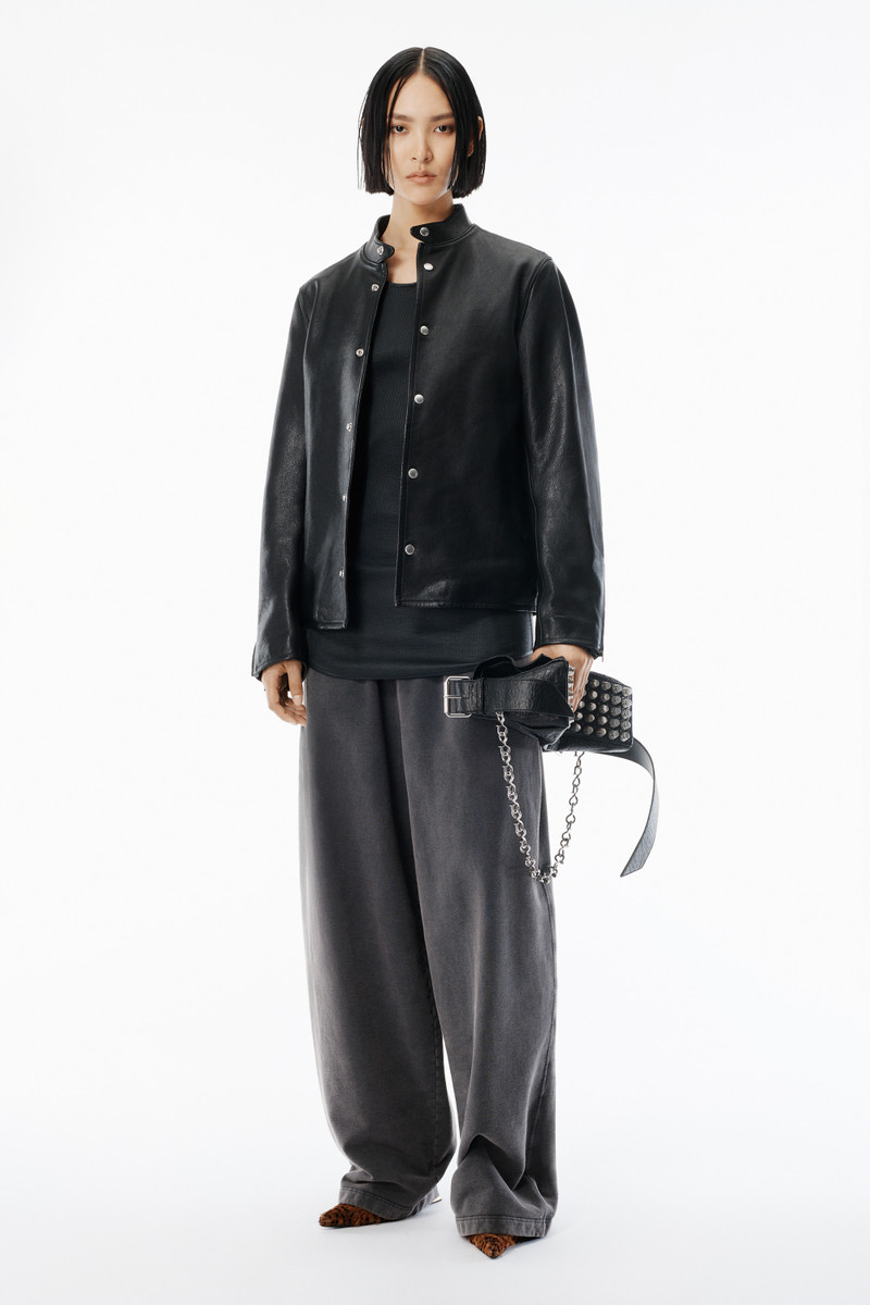 Alexander Wang Black Glossy Leather Moto Jacket outlook