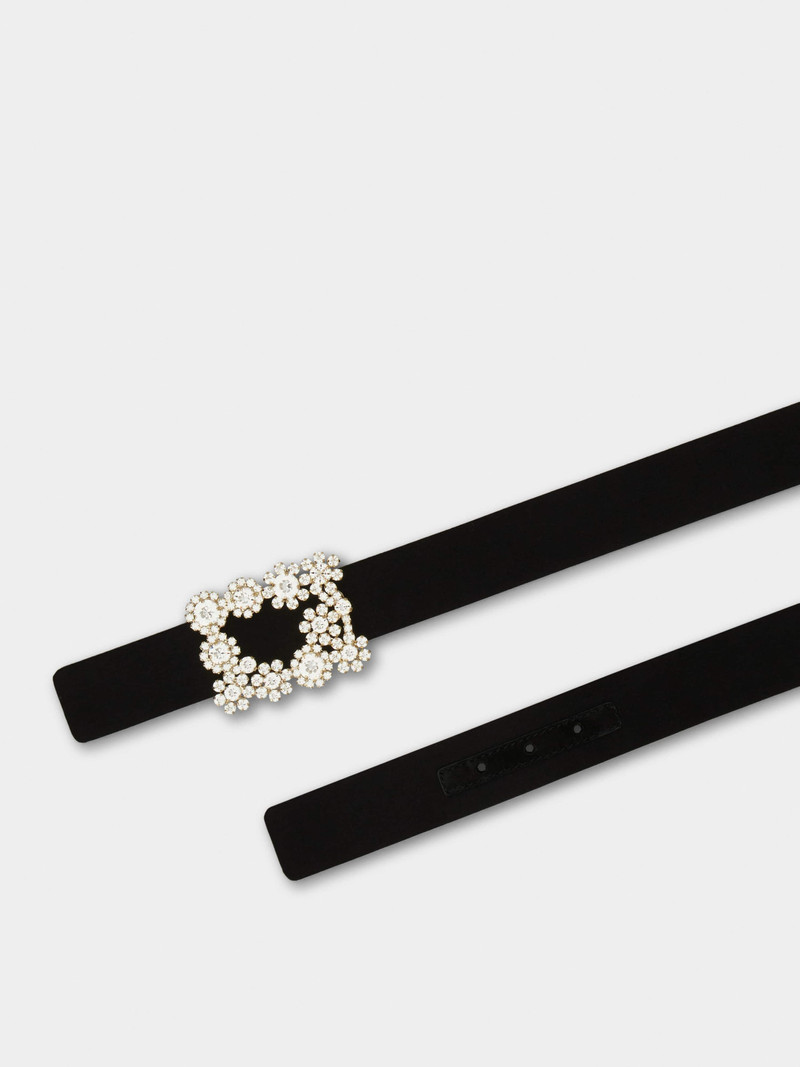 Flower Strass Buckle Belt in Satin 2