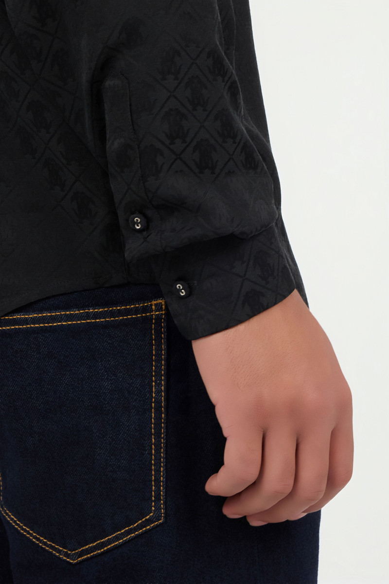 Black shirt with all-over Monogram Mirror Snake 7
