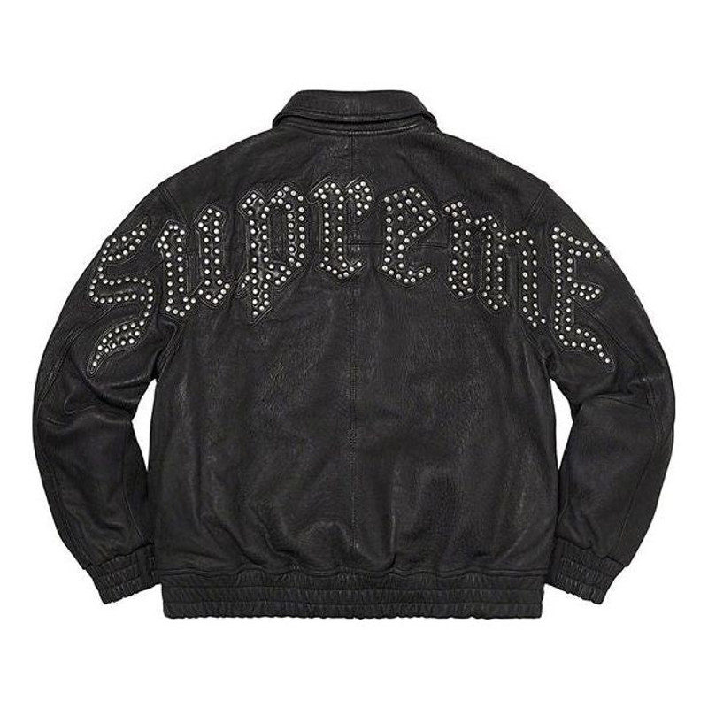 Supreme Supreme Pebbled Leather Varsity Jacket 'Black White' SUP-FW21-126 outlook