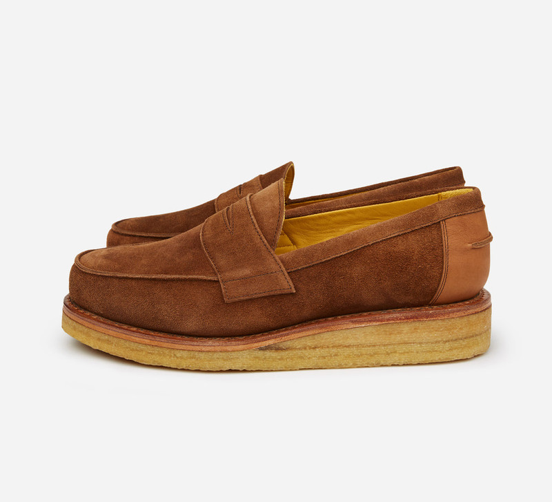 Crepe Wedge Loafer - Tan Snuff Suede 1