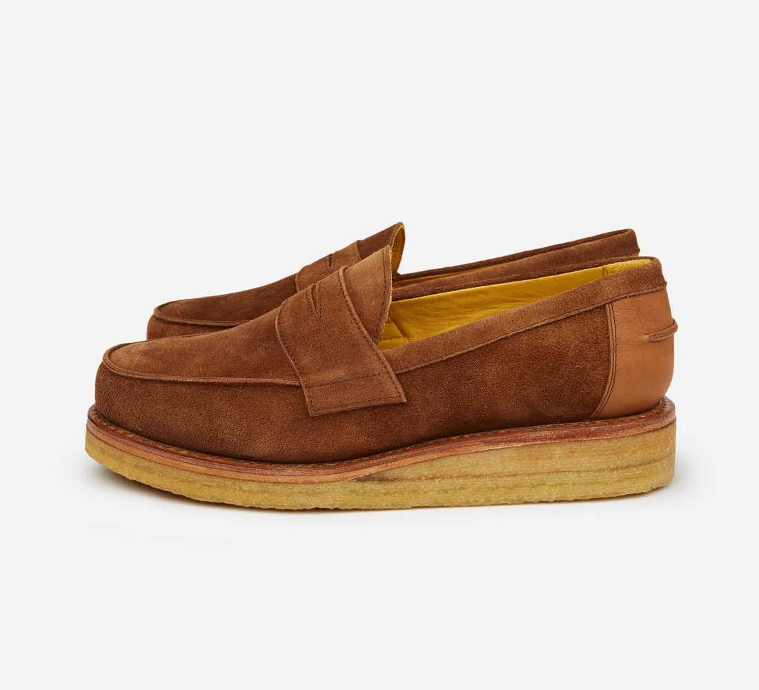 Crepe Wedge Loafer - Tan Snuff Suede - 1