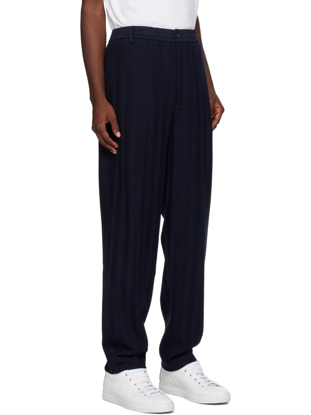 Navy Tapered Trousers - 2