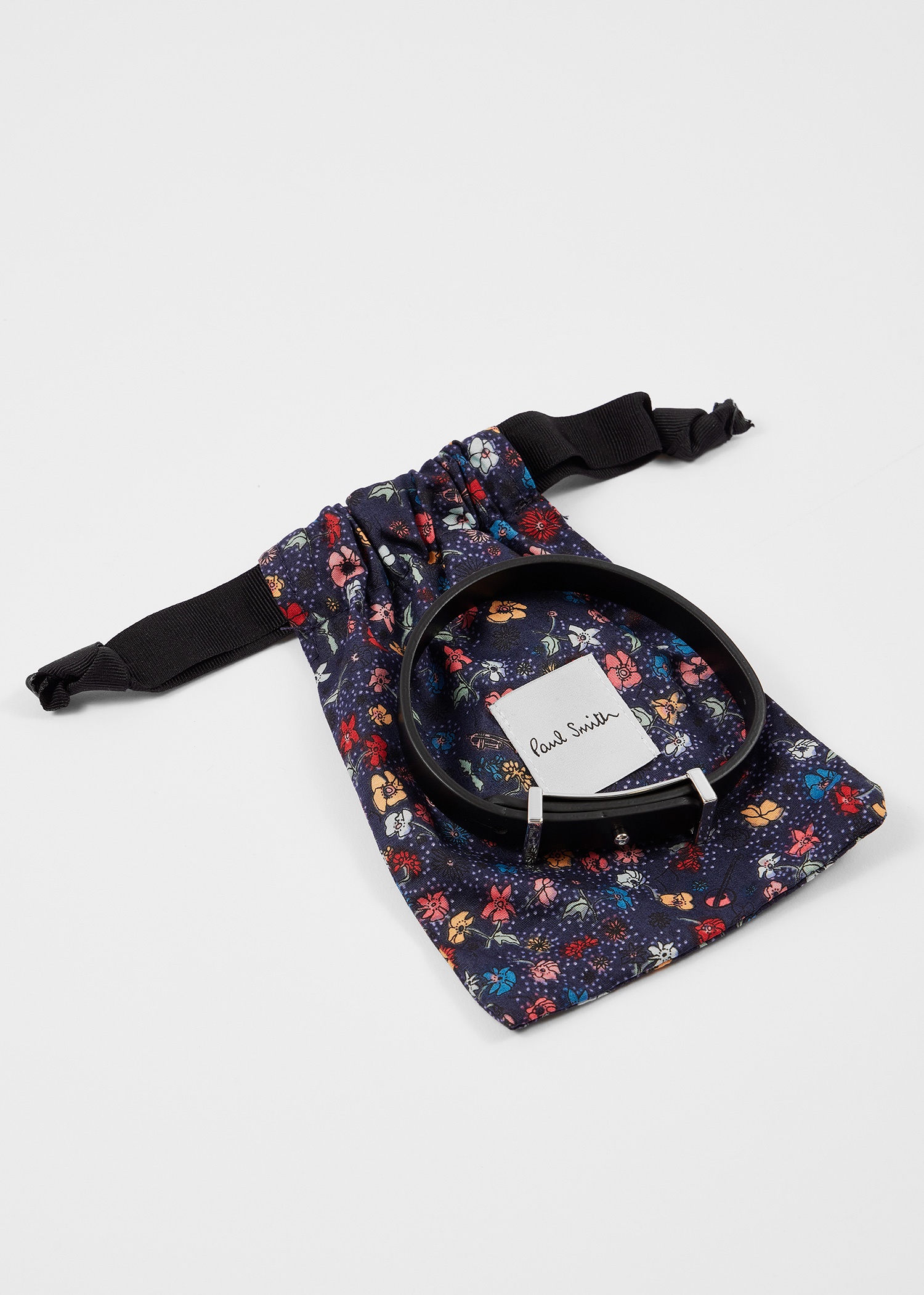 Black Signature Buckle Leather Bracelet - 4