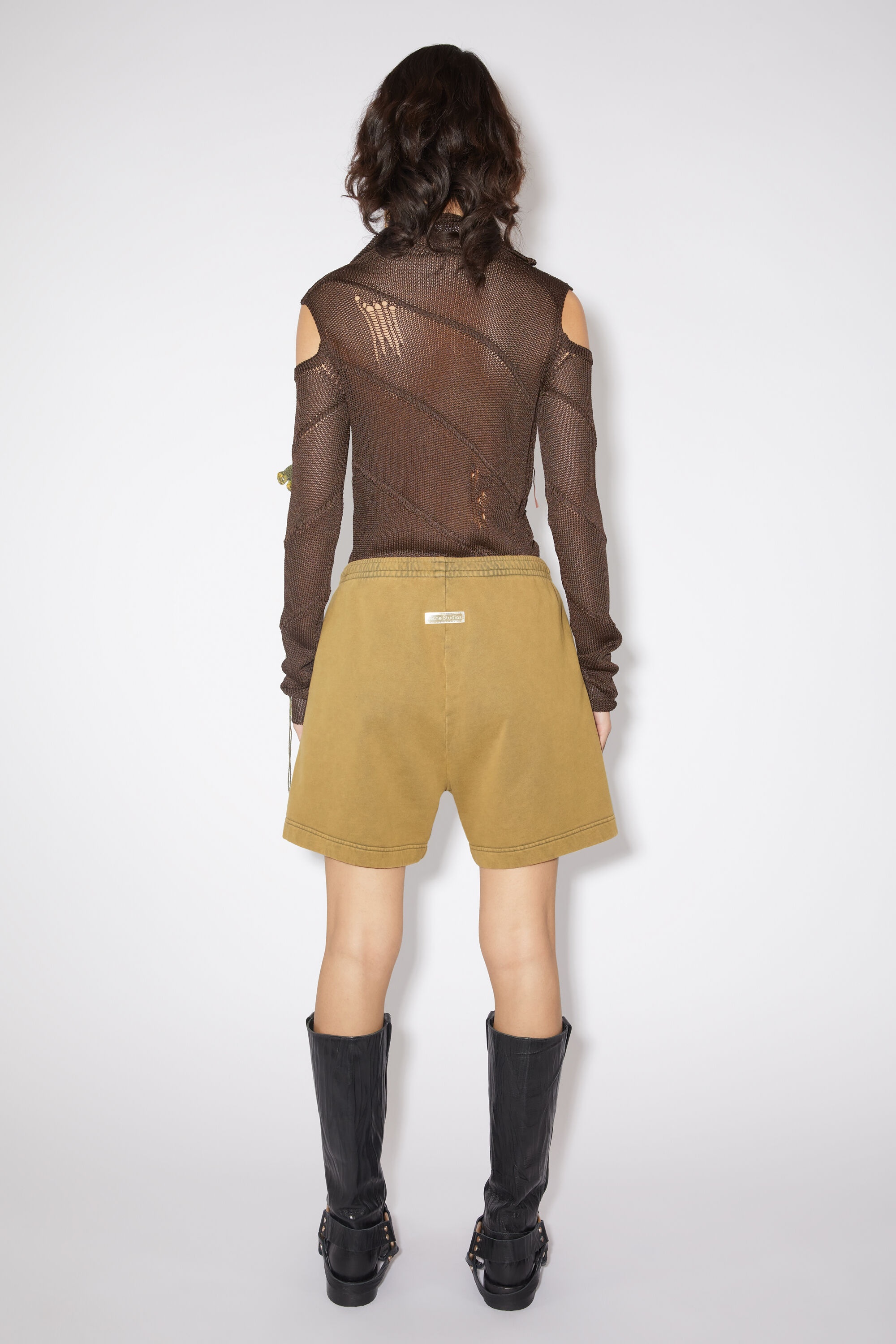 Cotton sweat shorts - Sage green - 3
