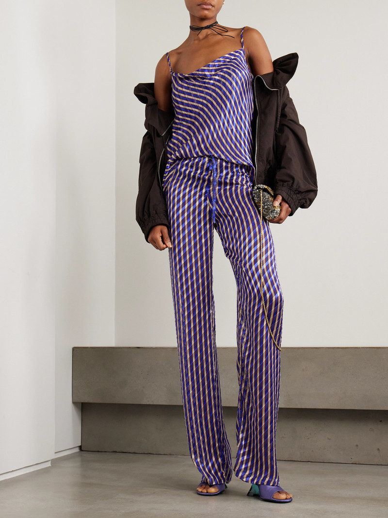 Dries Van Noten Stroped Devoré-velvet Straight-leg Pants outlook