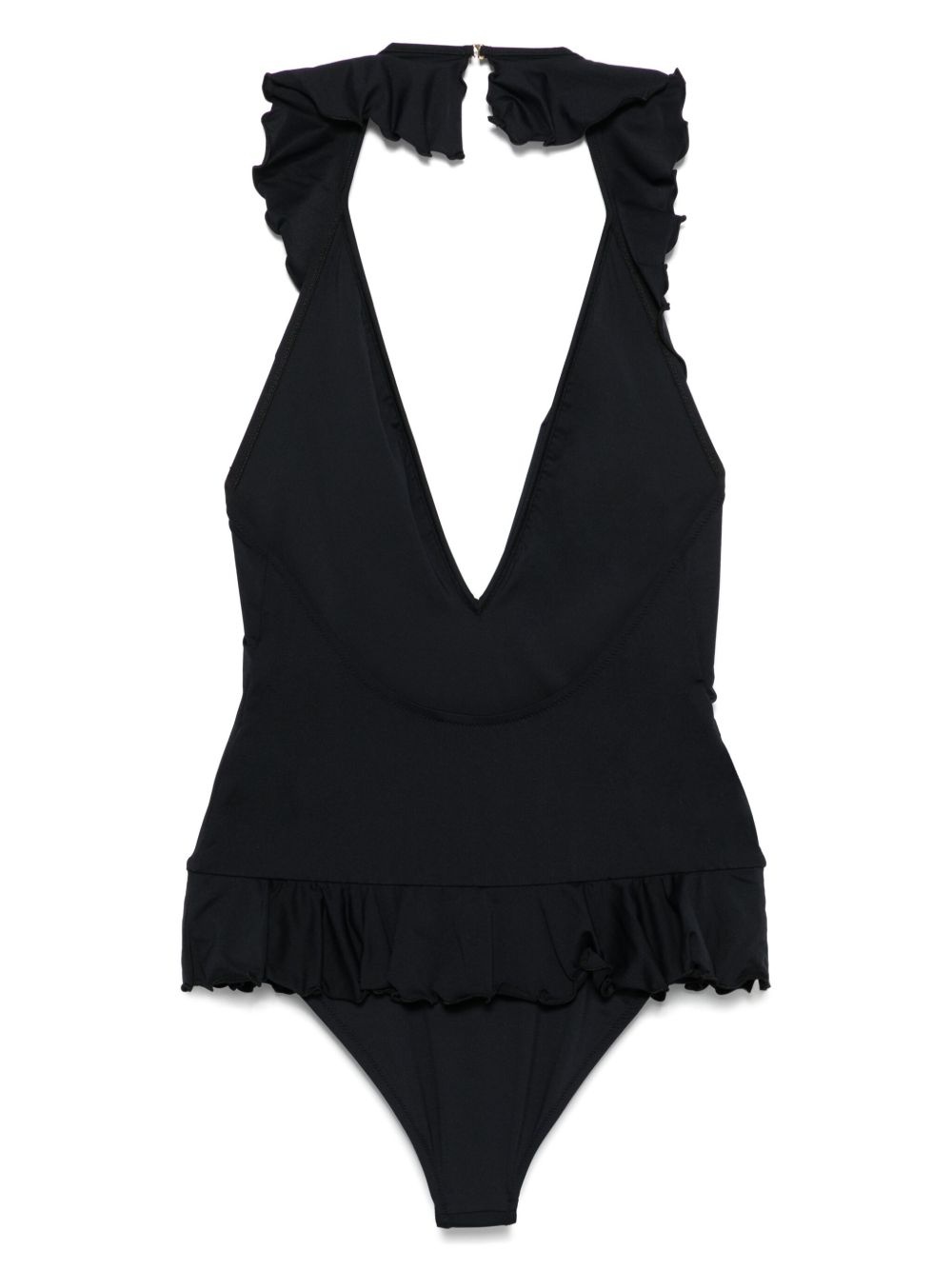 ruffled V-neck swimsuit - 2