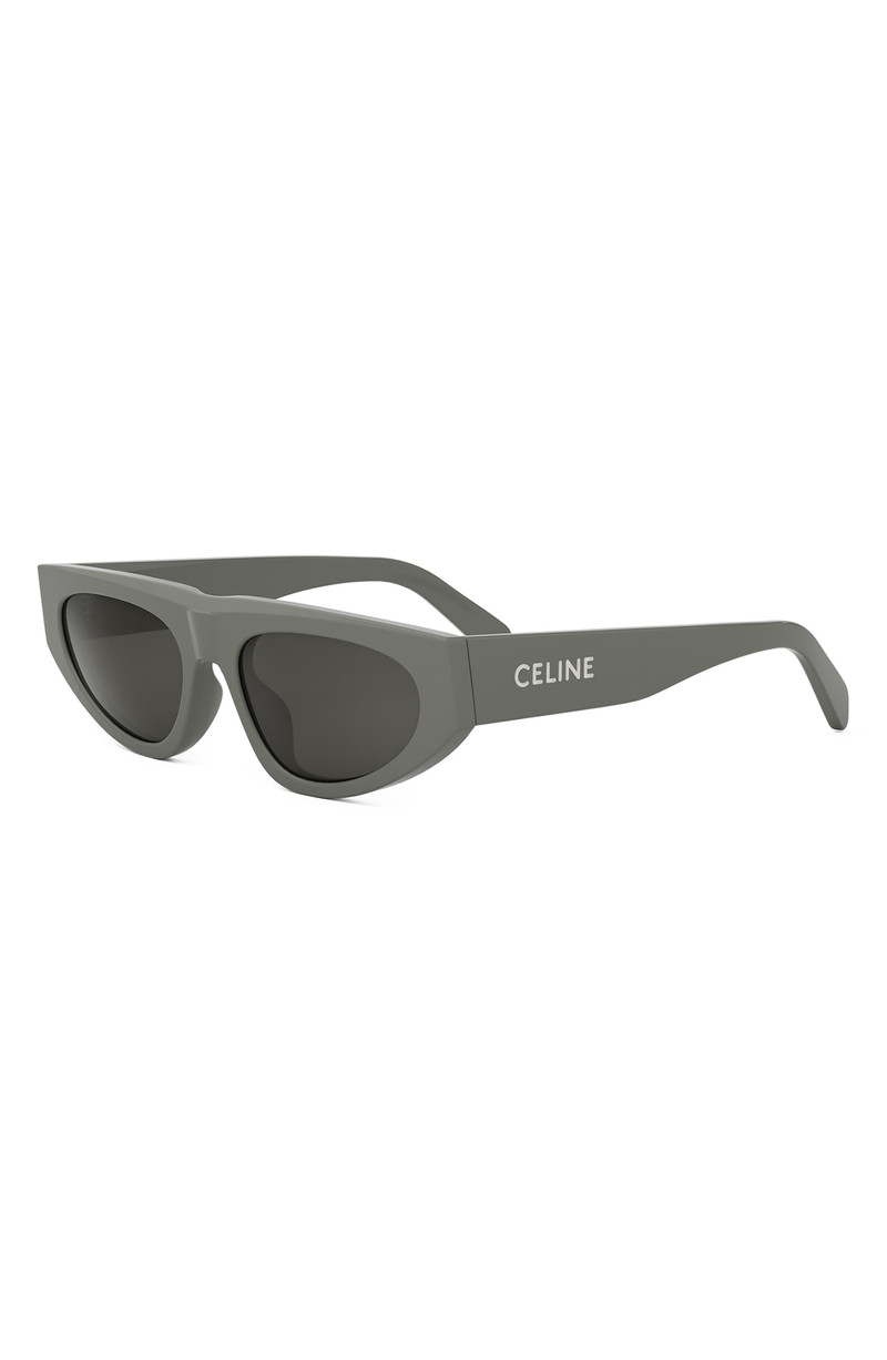 CELINE CELINE Monochroms 55mm Geometric Sunglasses in Shiny Light Green /Smoke outlook