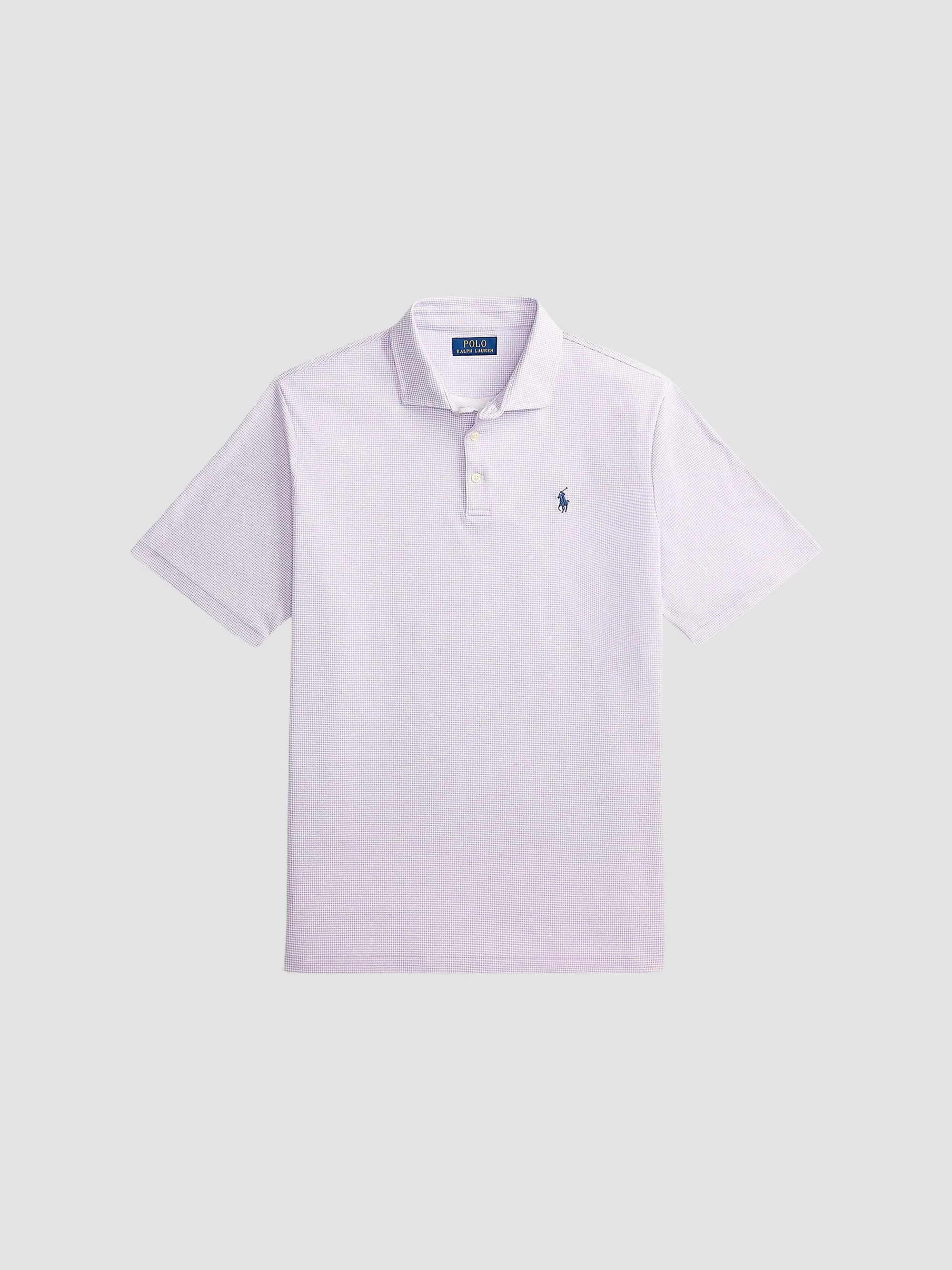 Men's Houndstooth Cotton Interlock Short-Sleeve Polo Shirt - Fairway Powder Purple - 1