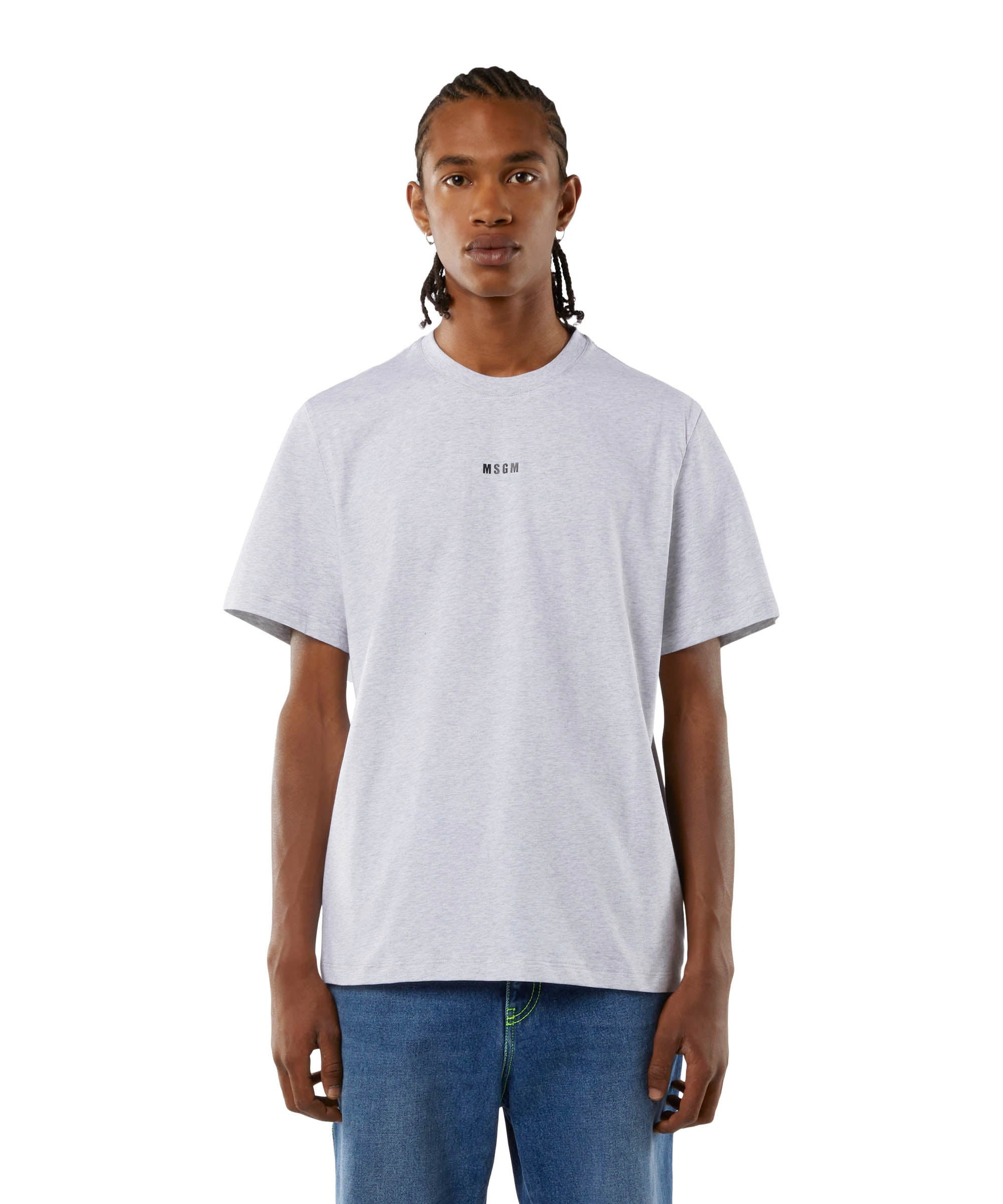 Round neck cotton T-shirt with micro logo - 3