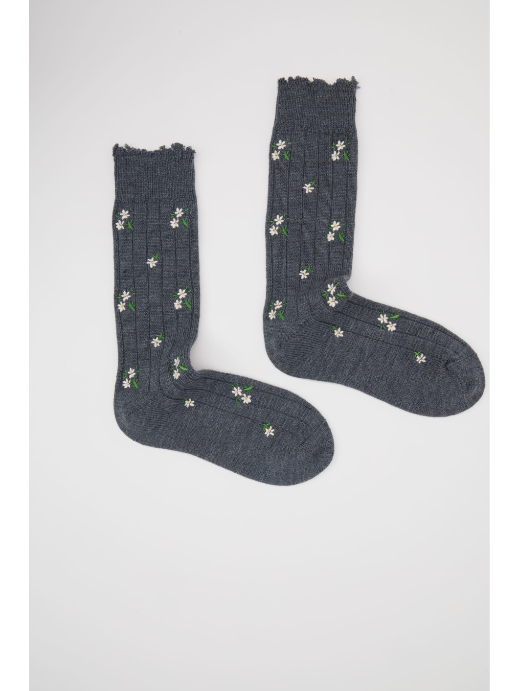 Gray Floral Socks - 3