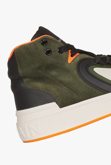 Khaki and white calfskin and suede B-Skate high-top sneakers - 7