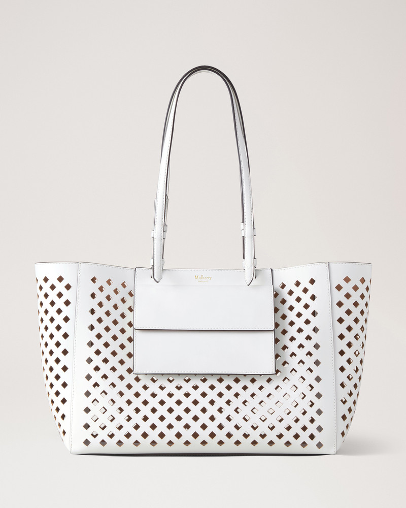 Perforated Tote White Perforated Leather 1