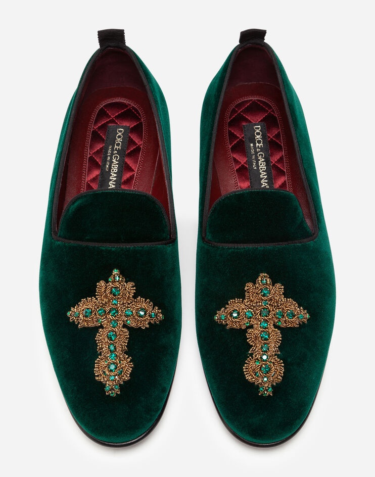 Velvet slippers with embroidery - 4