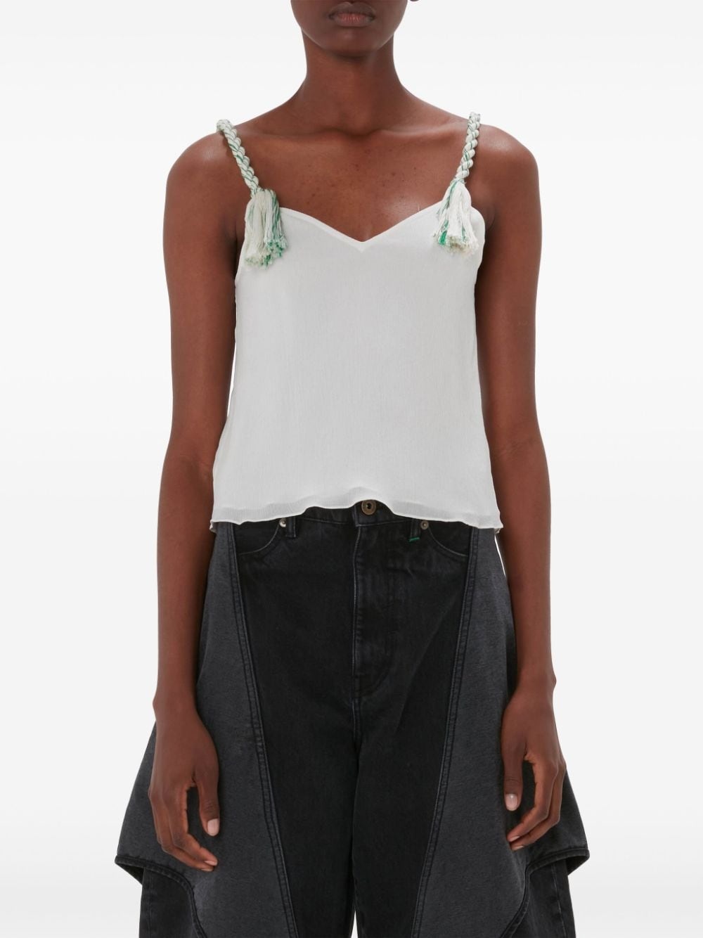 tassel-strap V-neck top - 3