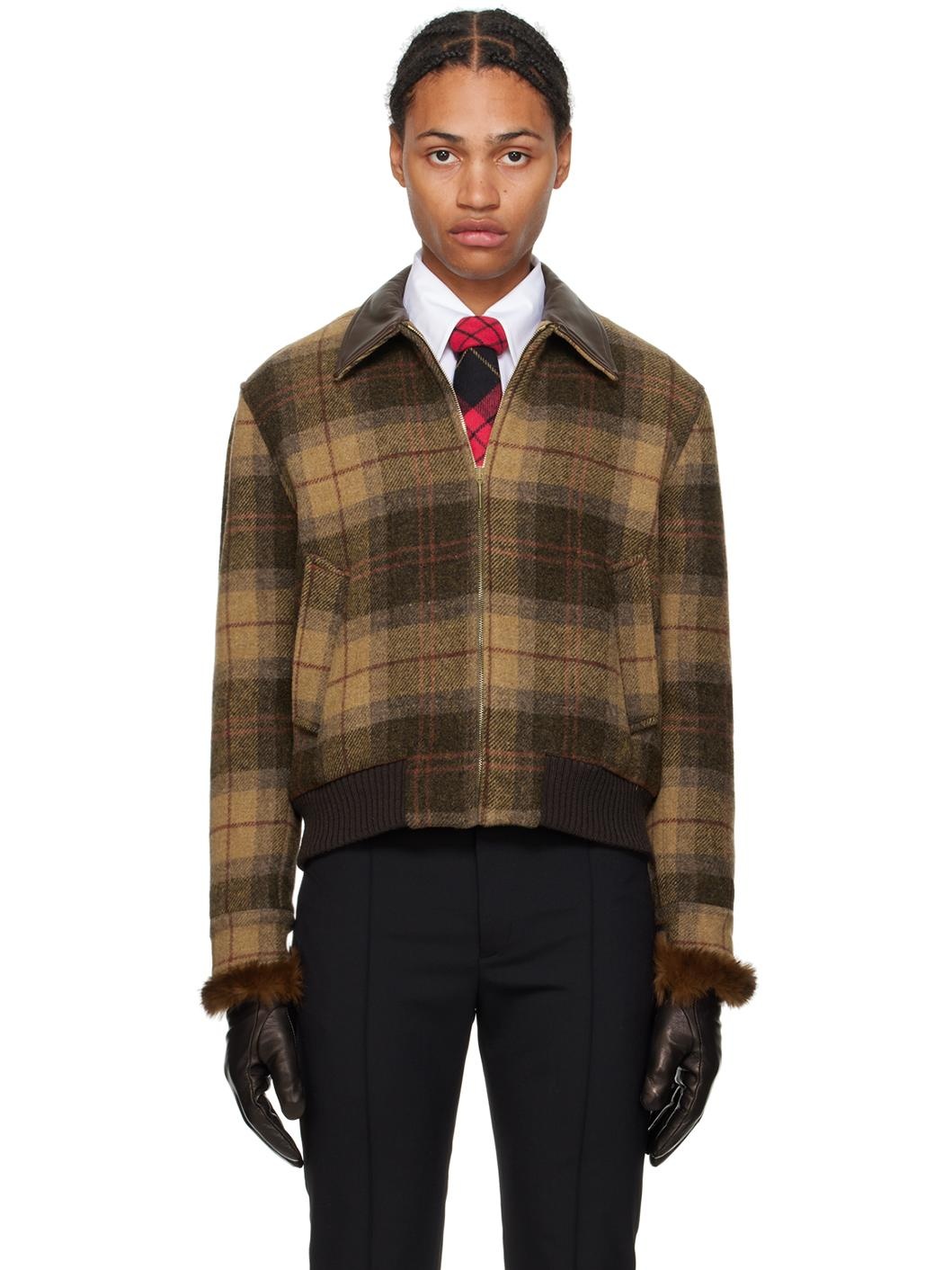 ERNEST W. BAKER Brown Virgin Wool Check Jacket | REVERSIBLE