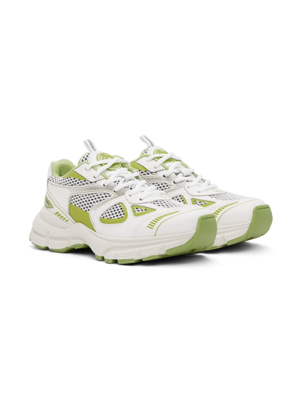 White & Green Marathon Sneakers - 4