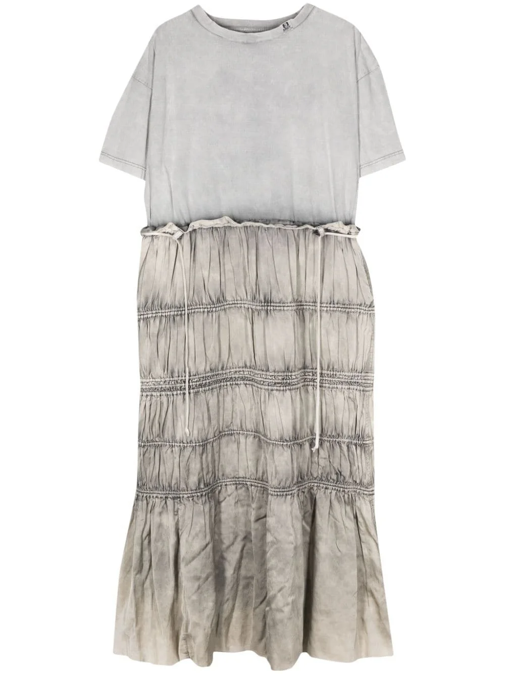 ruched cotton midi dress - 1