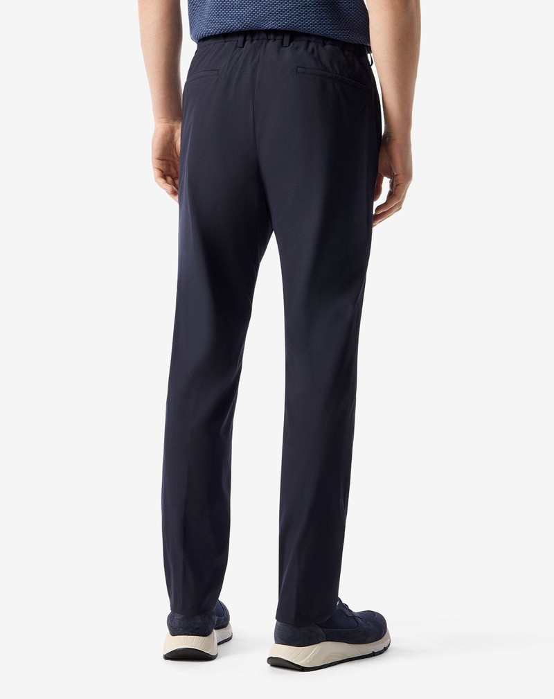 Dark blue technical wool fabric chinos 4