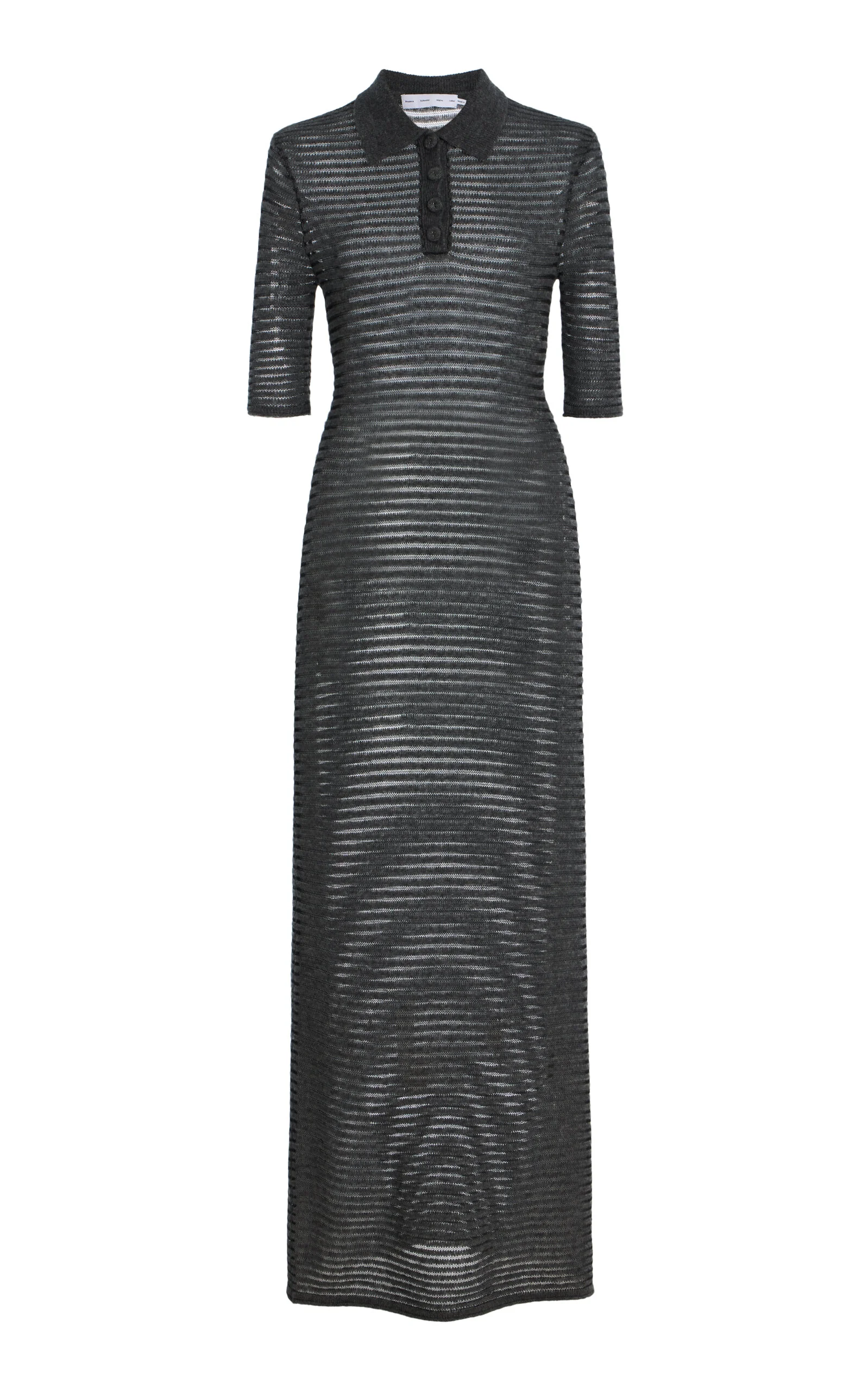 Meline Striped Wool, Cashmere and Silk Maxi Polo Dress stripe - 1