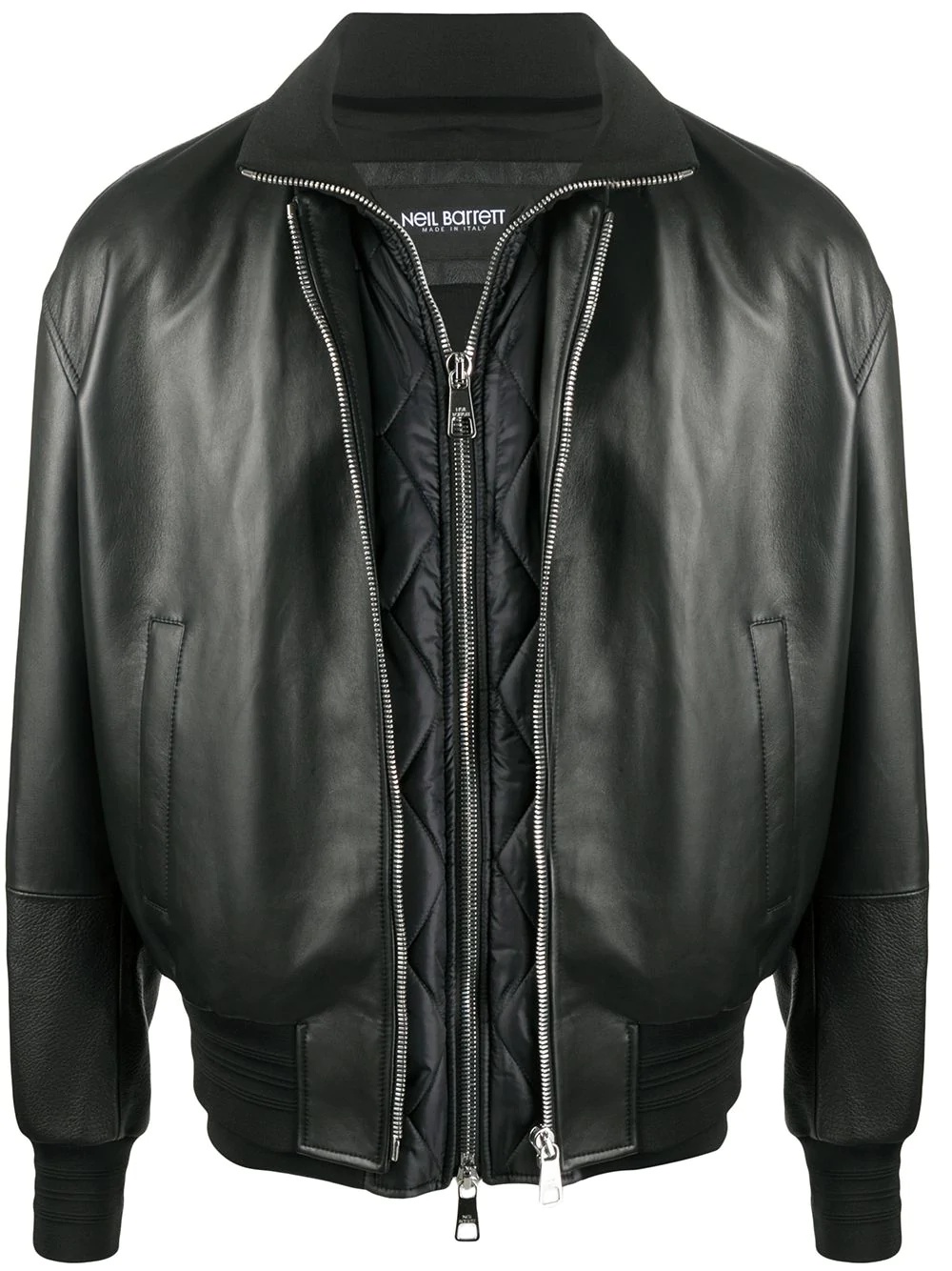 removable gilet leather jacket - 1