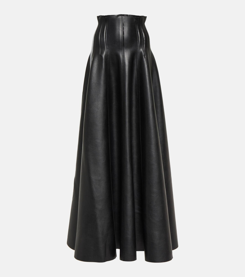 Grace flared faux leather maxi skirt 1