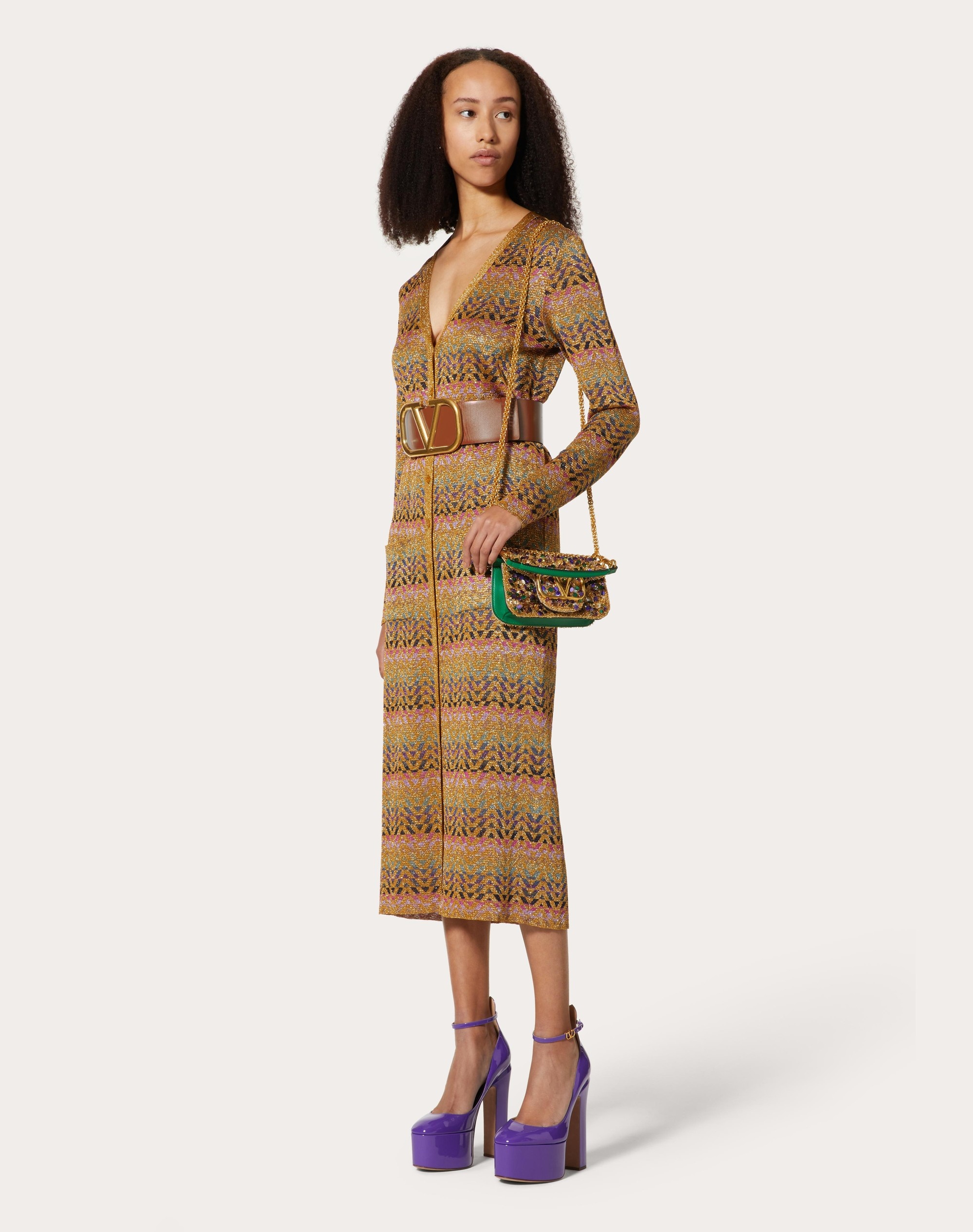 OPTICAL VALENTINO LUREX JACQUARD CARDIGAN - 2
