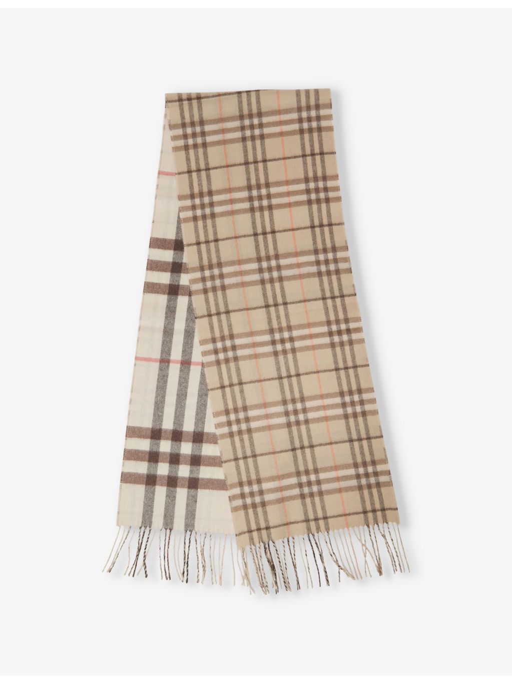 Check-print fringed cashmere scarf - 1