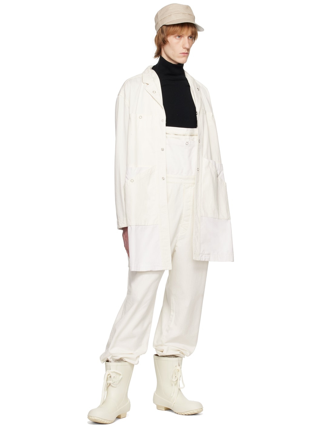 Off-White Notched Lapel Coat - 4