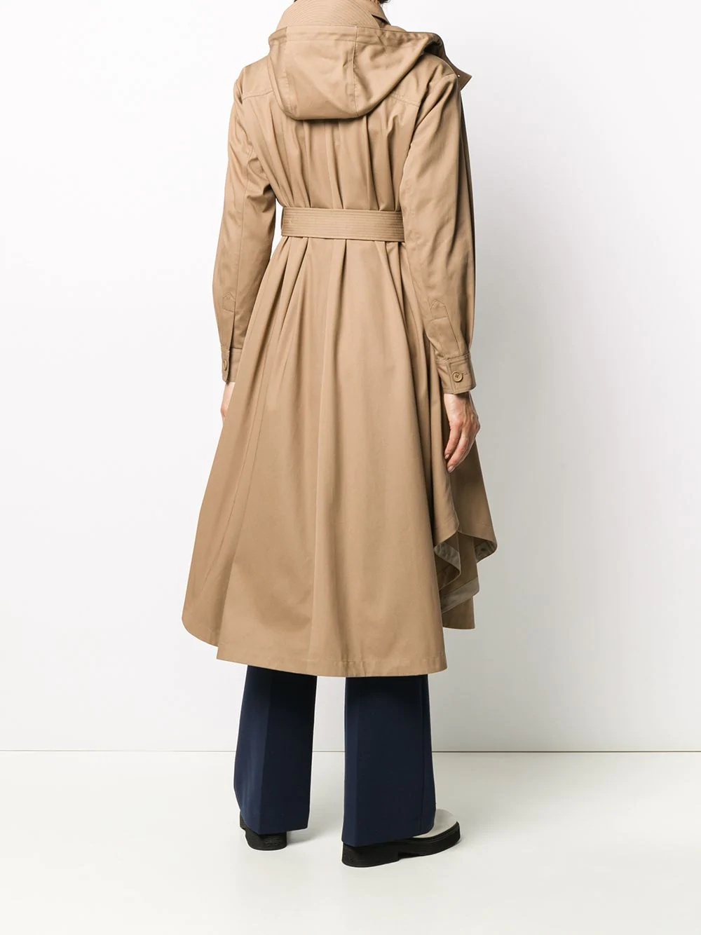 draped hooded trench coat - 4