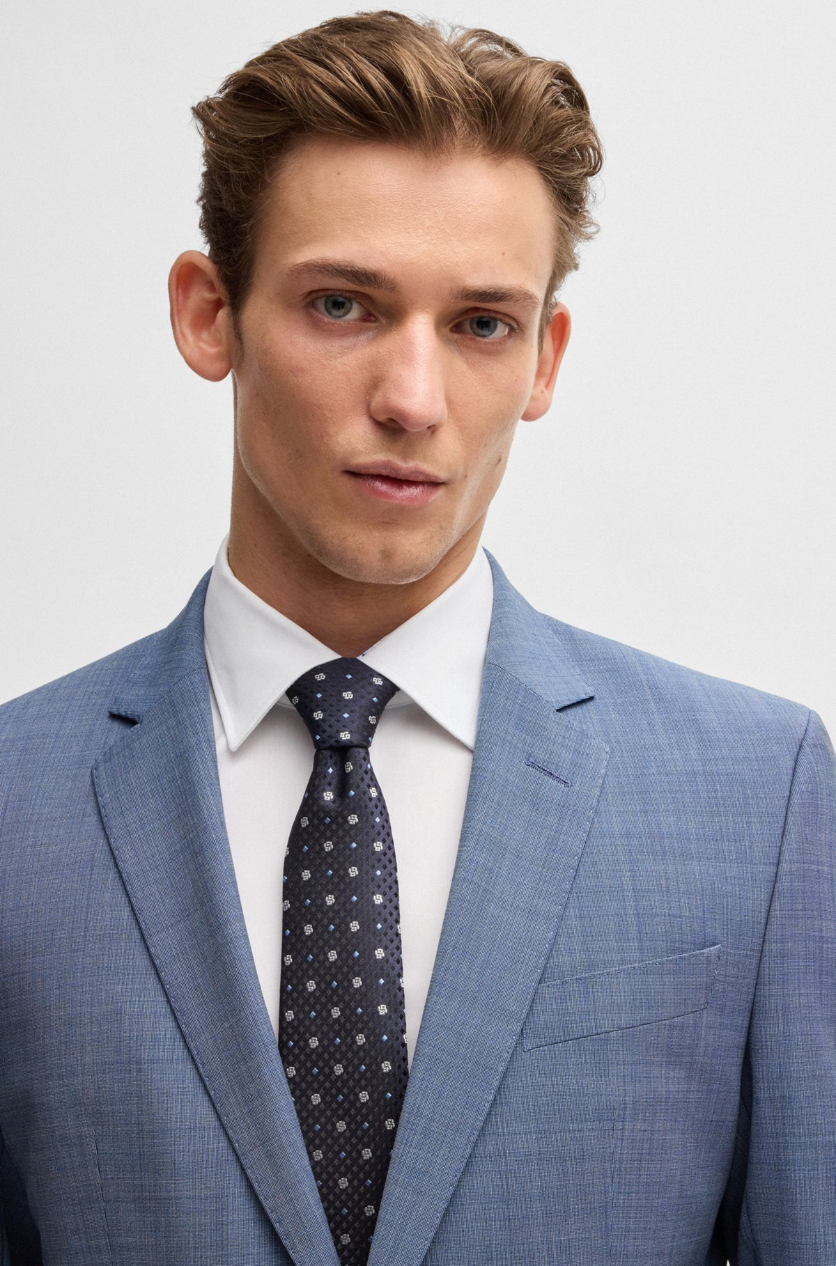 SILK TIE WITH JACQUARD DOUBLE B MONOGRAMS - 2