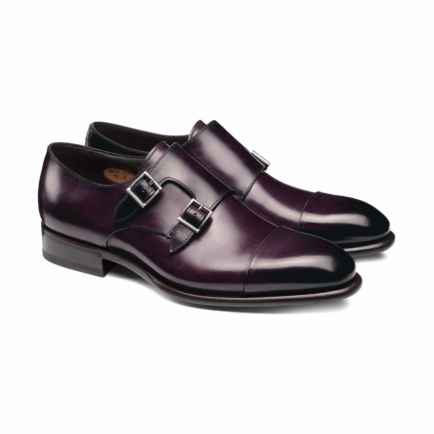 Men's purple leather double-buckle shoe - 5