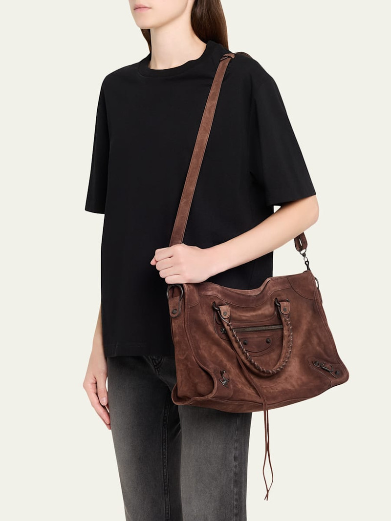 BALENCIAGA Le City Medium Suede Shoulder Bag outlook
