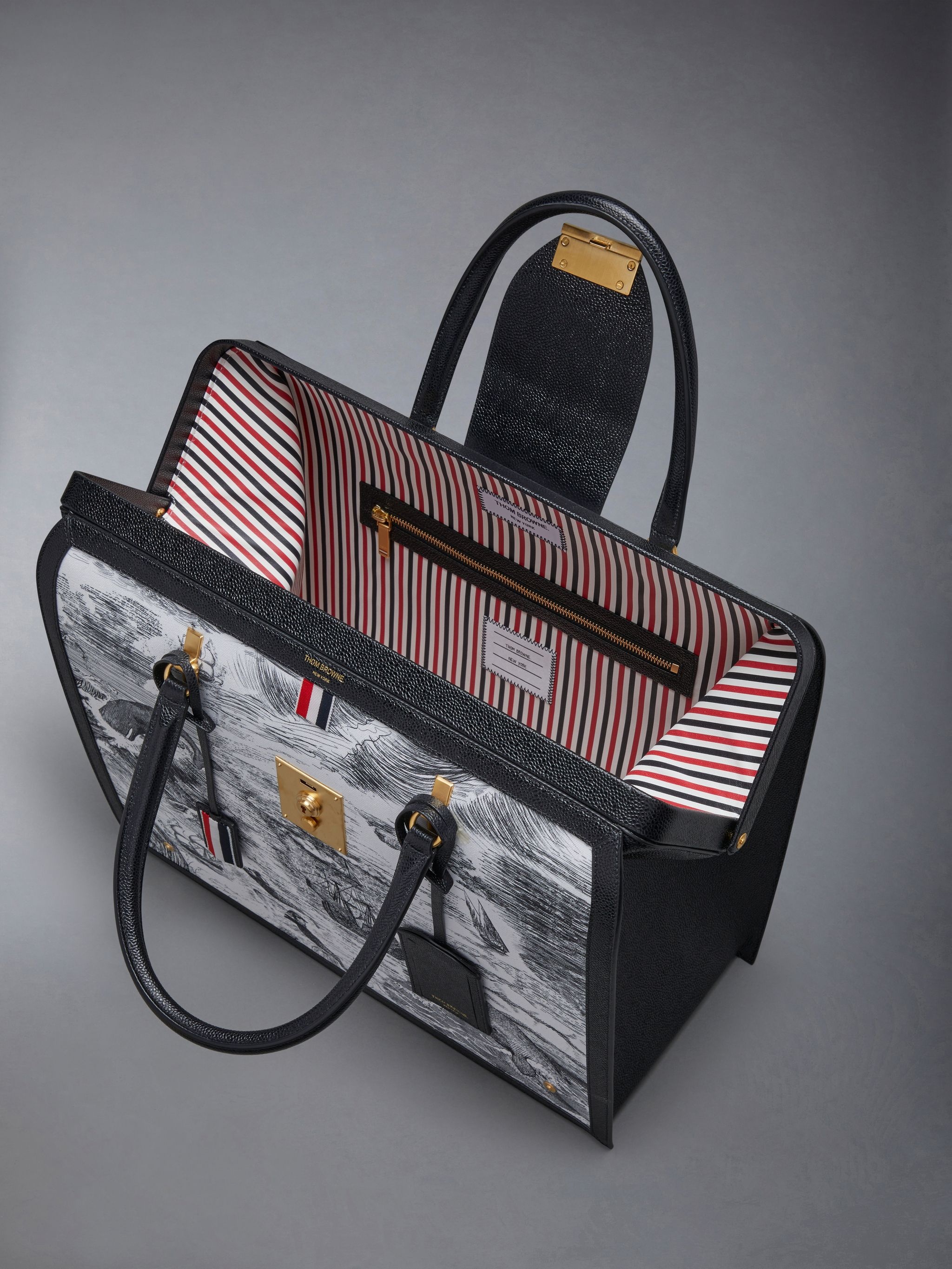 Nautical Toile Canvas Leather Frame Mr. Thom Bag - 4