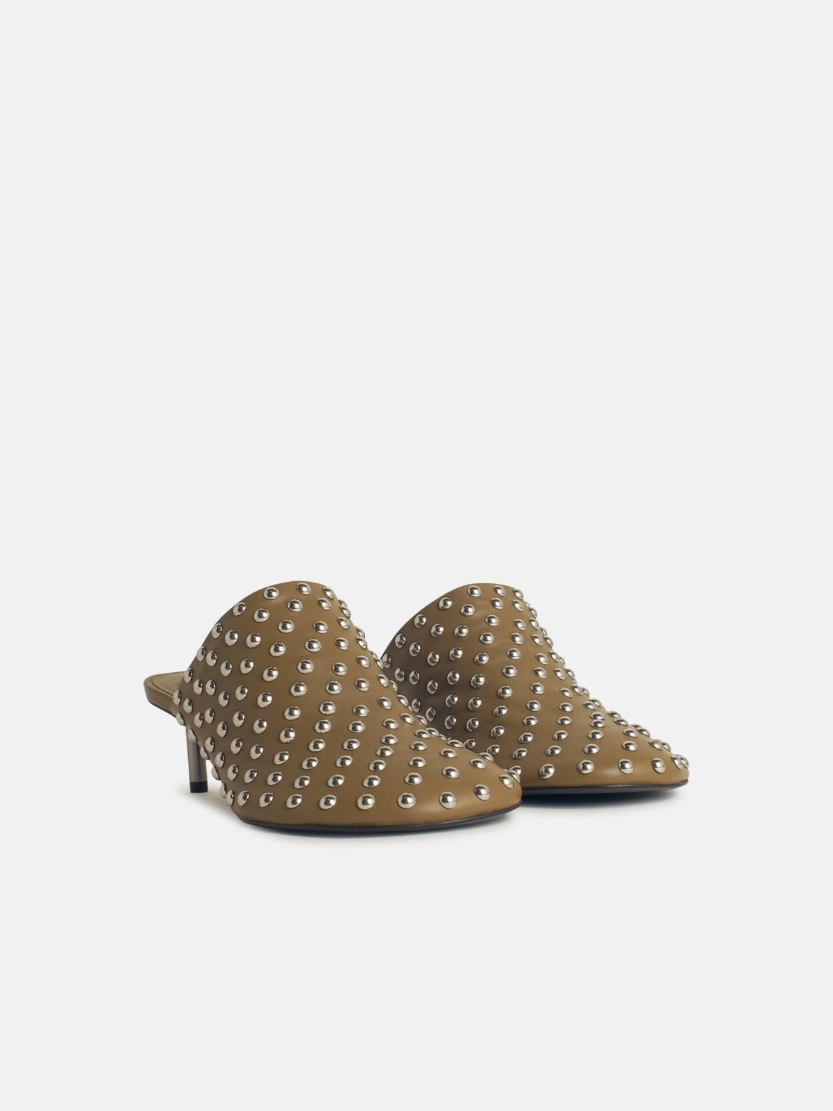 CHIMERA GREEN LEATHER MULES - 2
