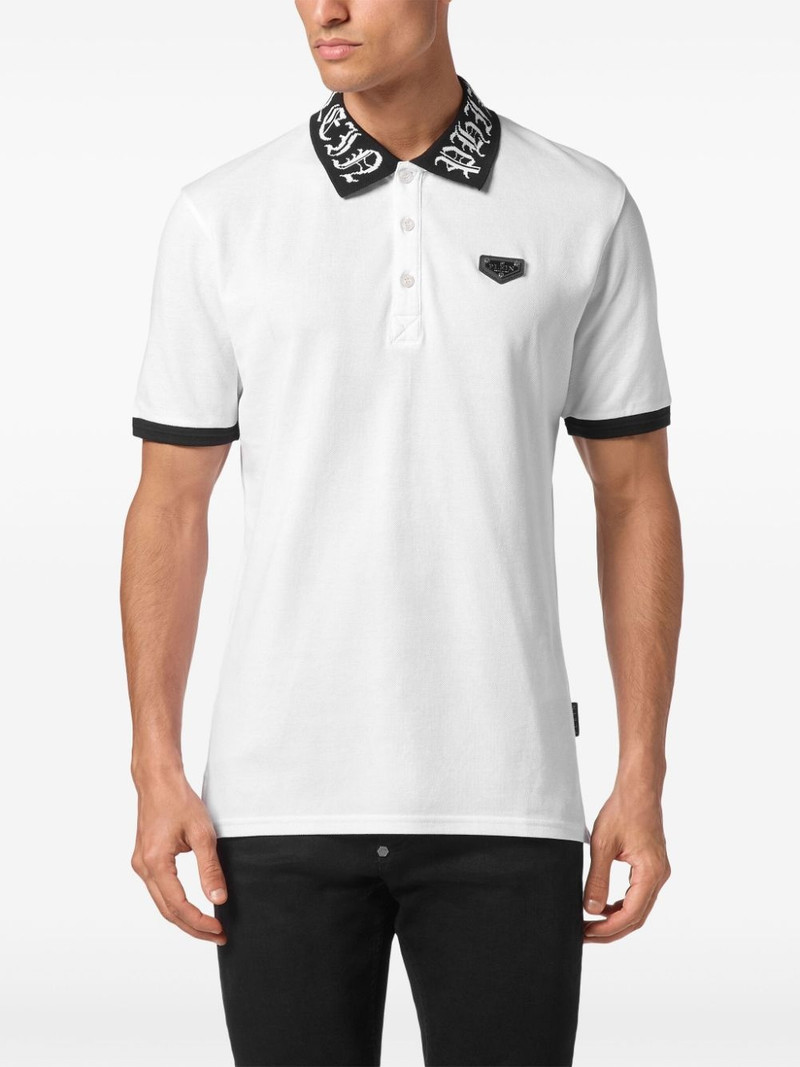 PHILIPP PLEIN logo-plaque cotton polo shirt outlook