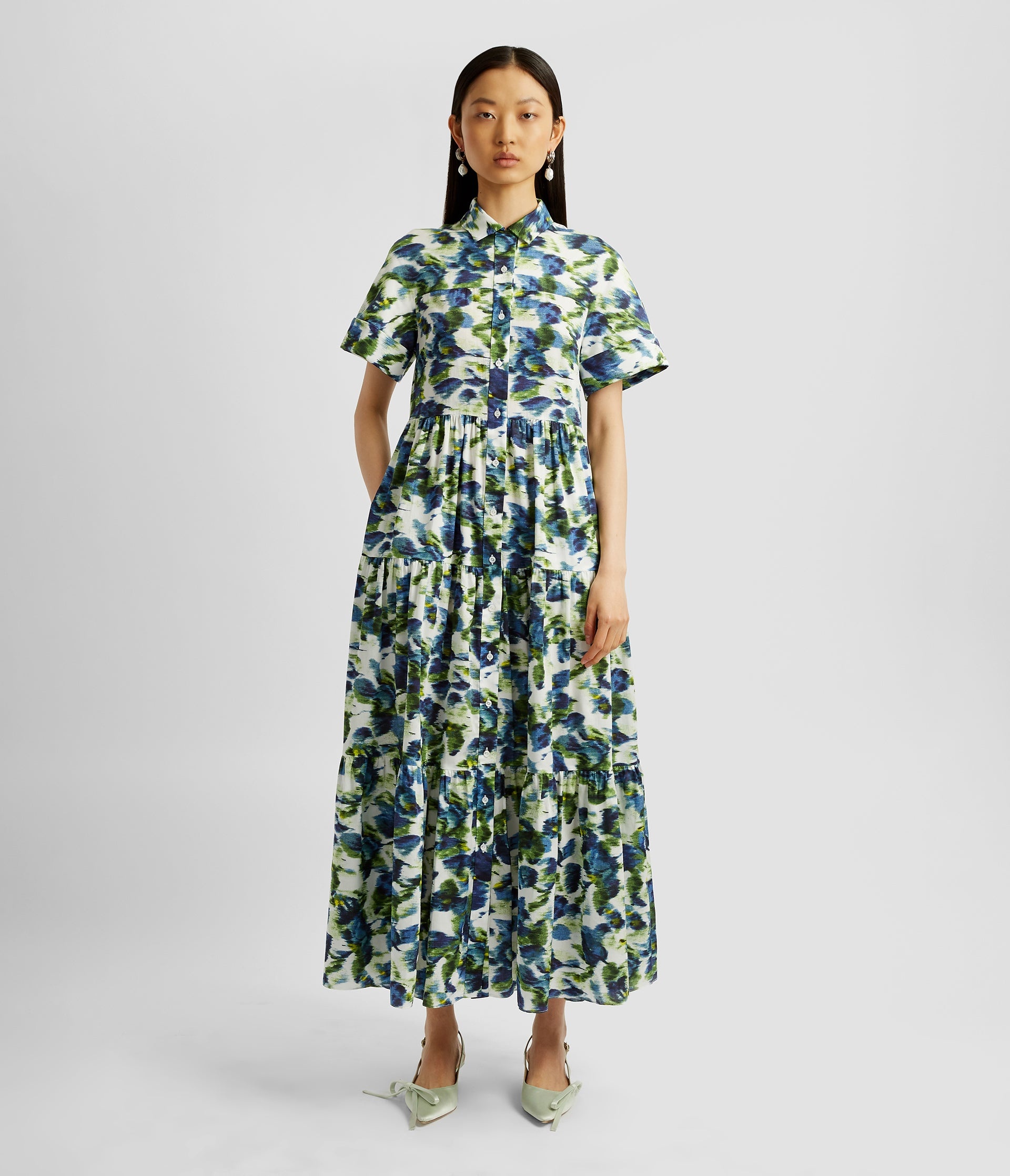 SHORT SLEEVE MIDI SHIRT DRESS - 4