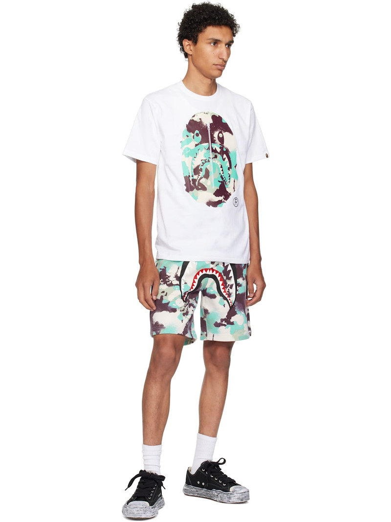 A BATHING APE® White Map Camo Ape Head Shark T-shirt outlook