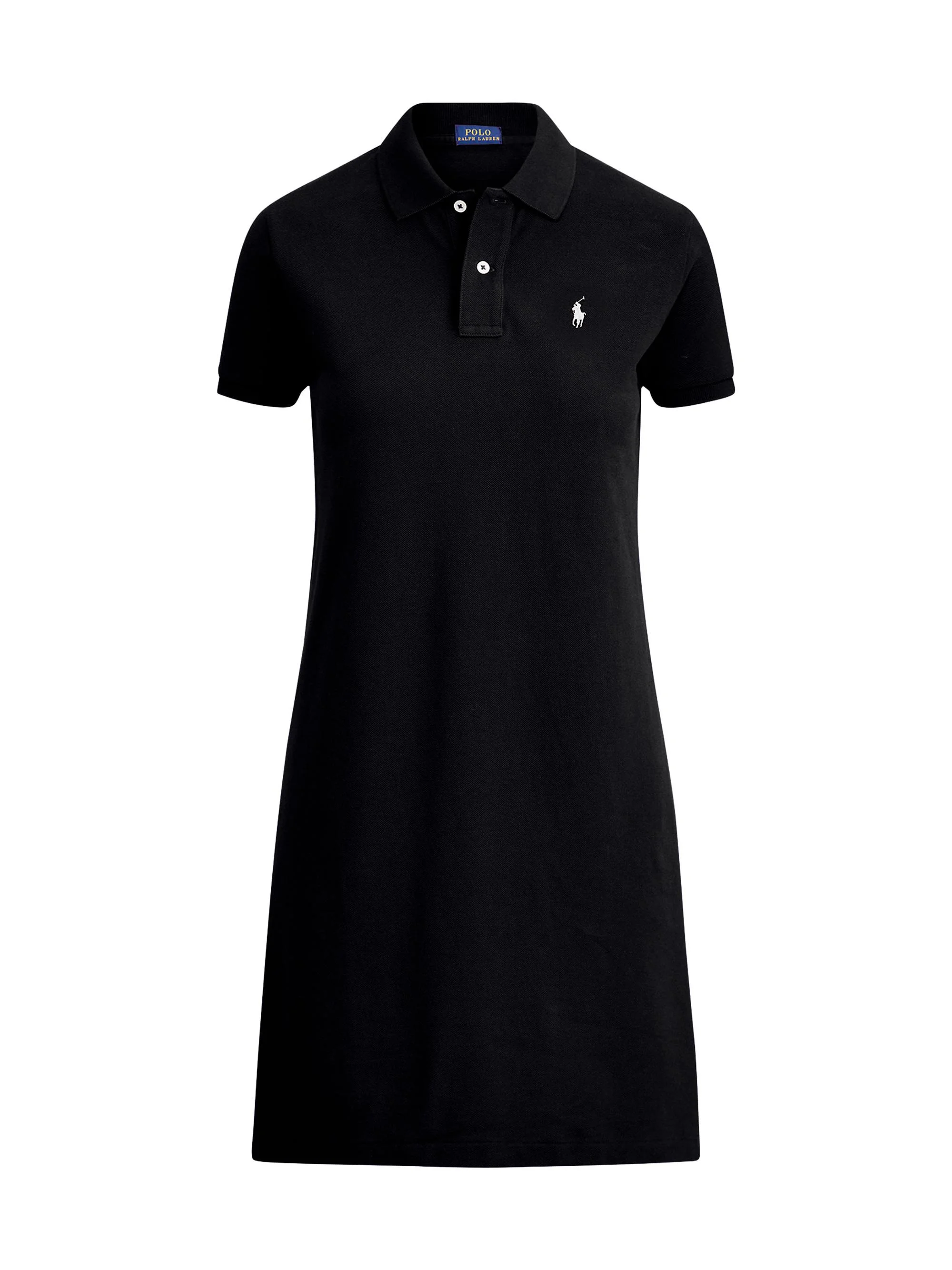 Women's Cotton Mesh Short-Sleeve Polo Dress - Polo Black - 1