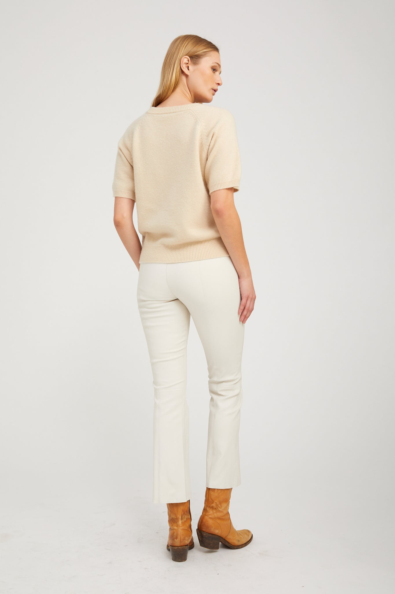 OAT CASHMERE SHORT SLEEVE RAGLAN SWEATER - 4